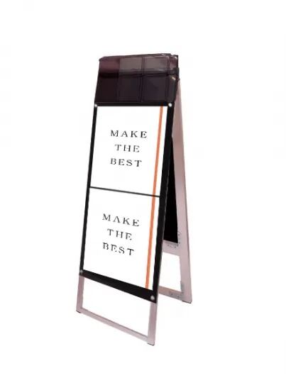 ポスター用スタンド看板パンフレットケース付 A3縦縦両面ブラック(屋外用)