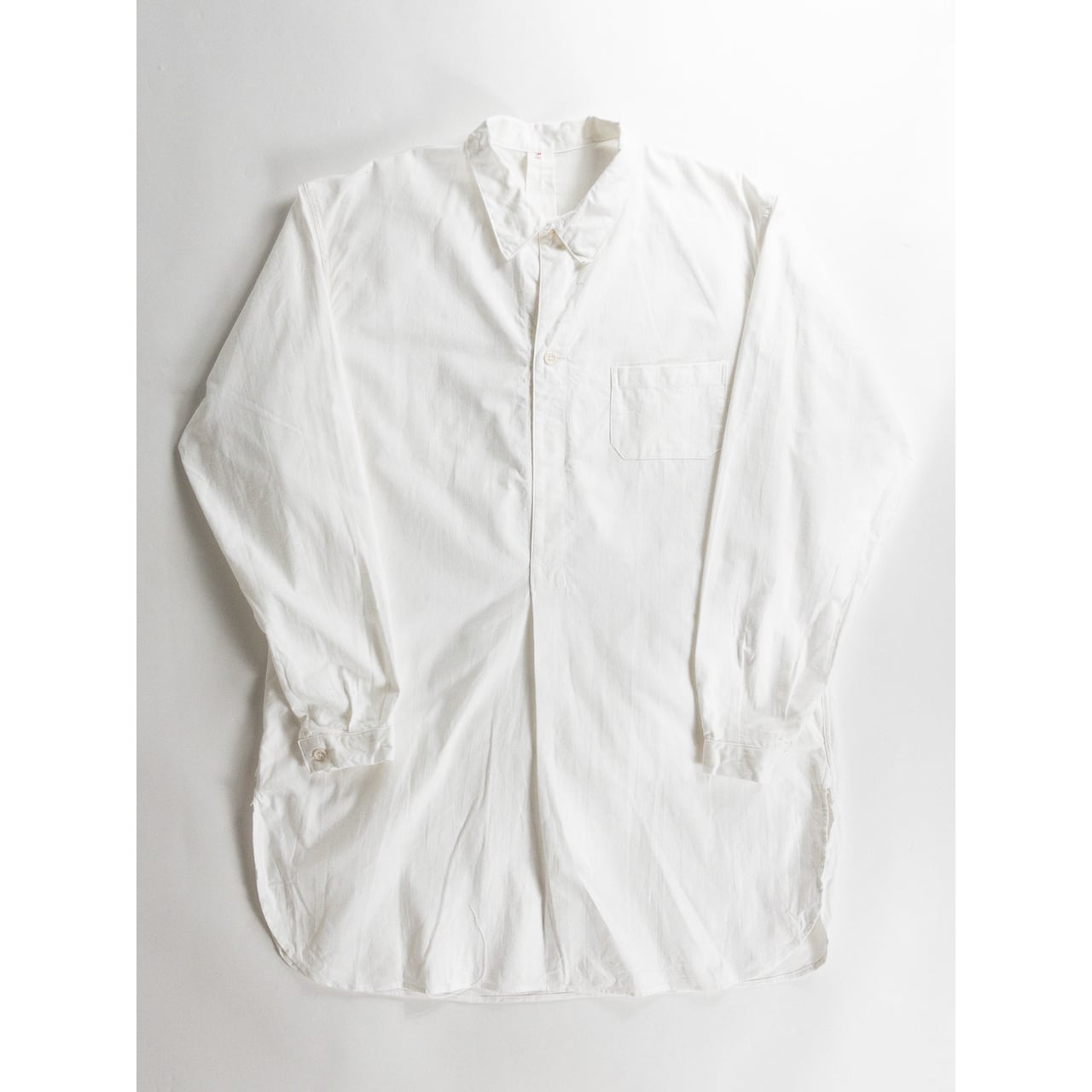1950s "Swedish Army" White Cotton Pullover Work Shirt Size 42, Dead Stock