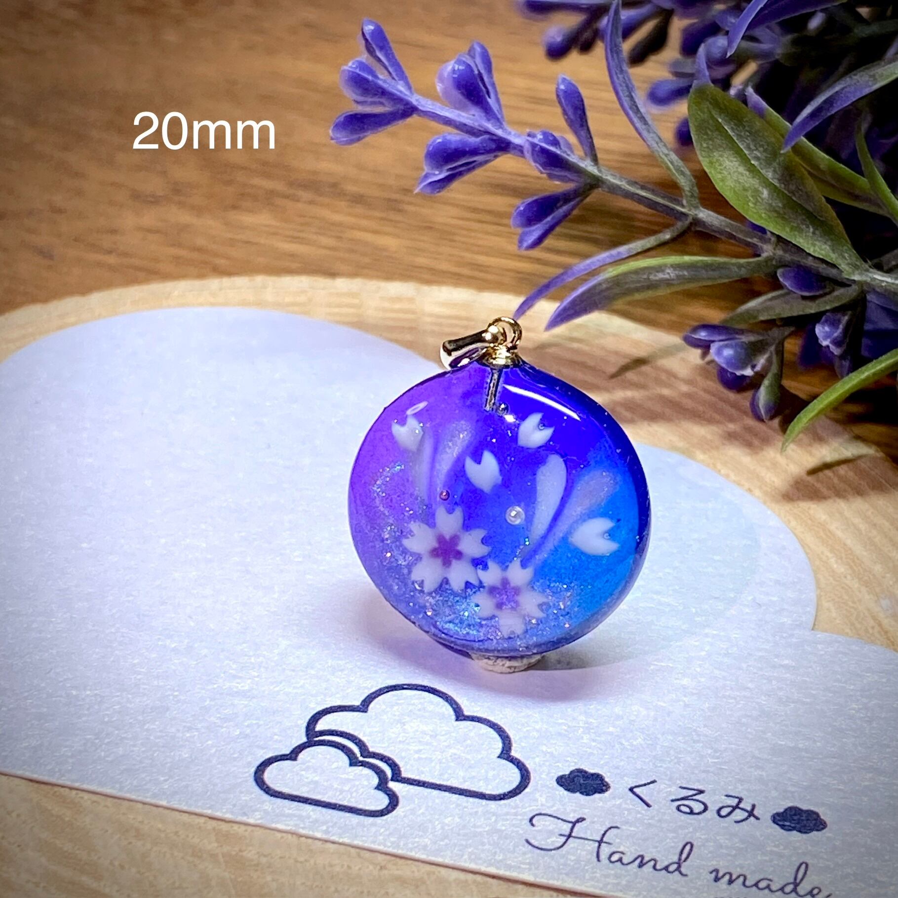 レジンペンダント 桜 丸プレート 20mm