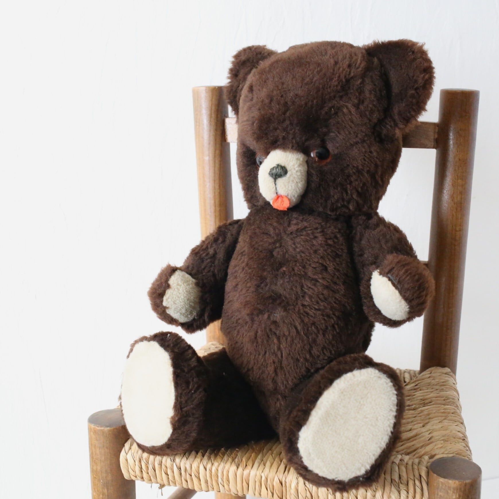 フランス アンティーク ヴィンテージ テディベア チョコレートブラウン 42cm N-05078