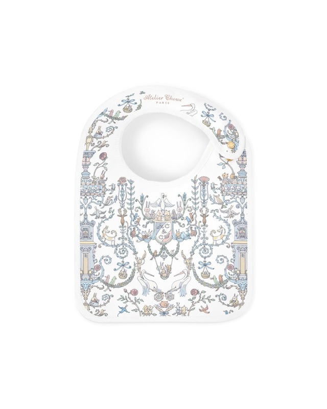 アトリエシュウ サテンビブ – Toile de Jouy ブルー（Atelier Choux × Caitlin Wilson）
