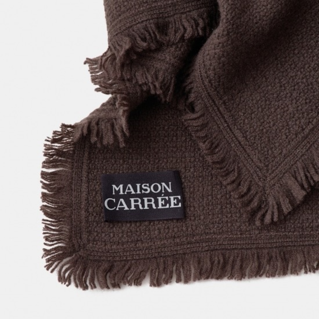 MAISON CARRÉE CASHMERE Fringe STOLE "BROWN" 