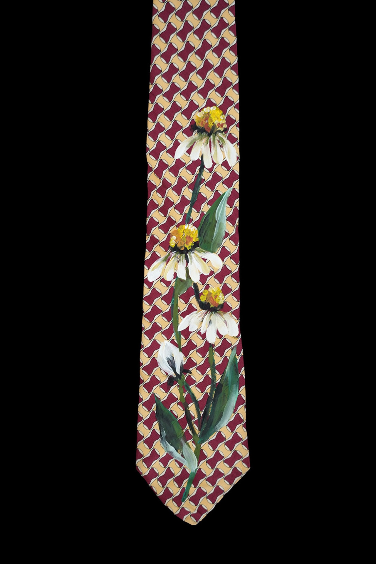 hand painted tie stripe white echinacea