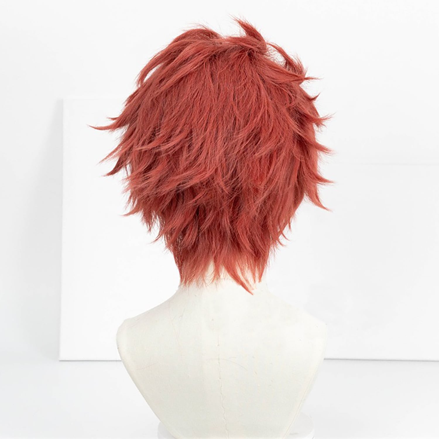 コスプレ耐熱ウィッグ サーモンピンク オールバック ショート
