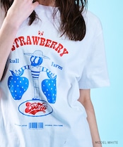 ストロベリースカルプリントベーシックTシャツ (WHITE) CQ-46095