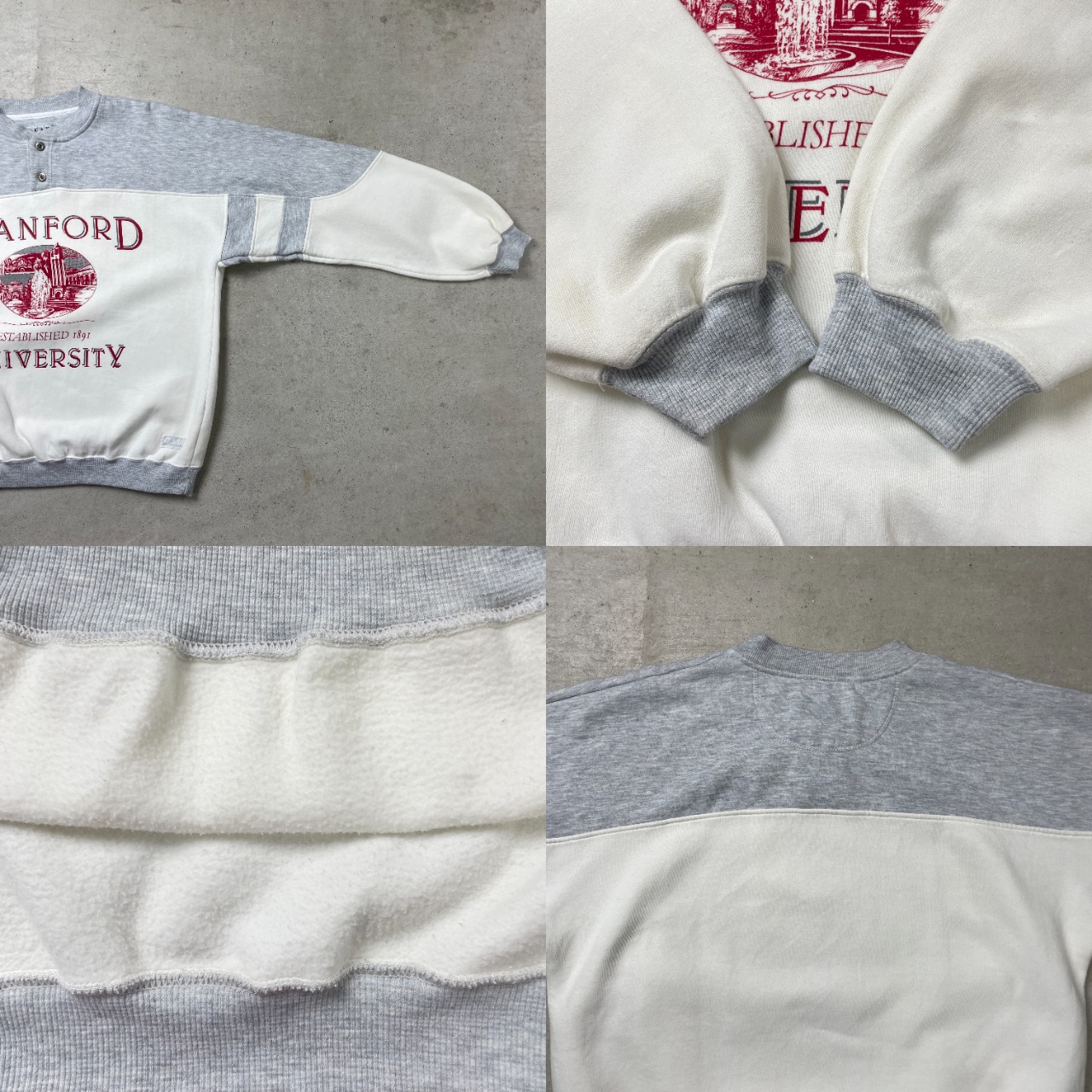 90年代 GEAR ヘンリーネックスウェットシャツ カレッジロゴプリント 