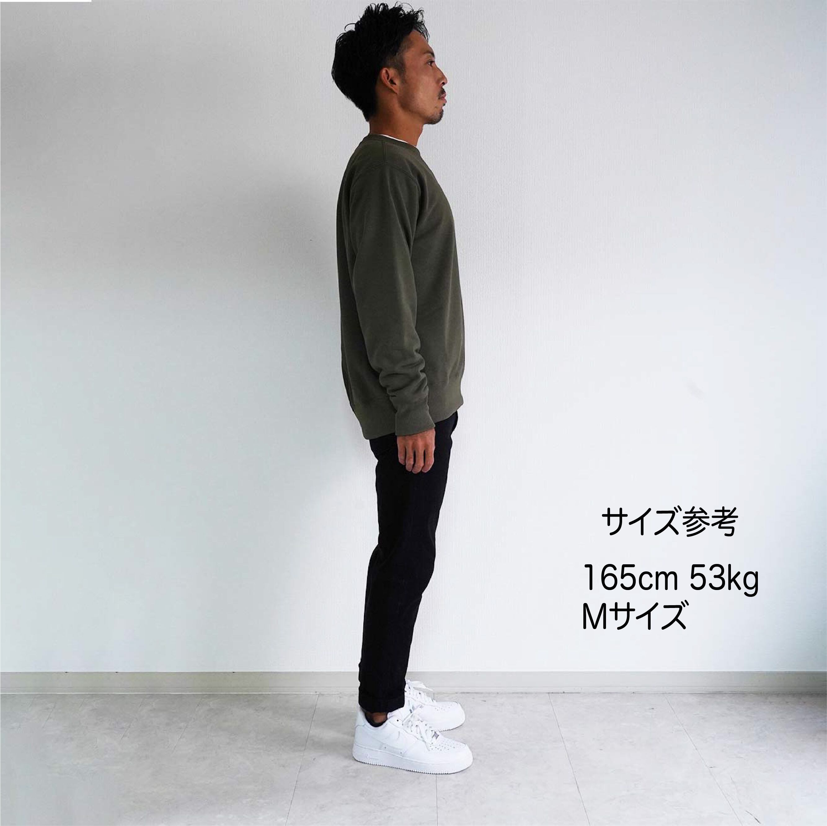 AfterBlueバックプリントトレーナー カーキ【衣類再生素材】【ユニ