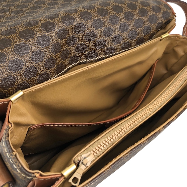 CELINE セリーヌ マカダム ショルダーバッグ ブラウン ホースシュー PVCレザー vintage ヴィンテージ オールド mxtw8i