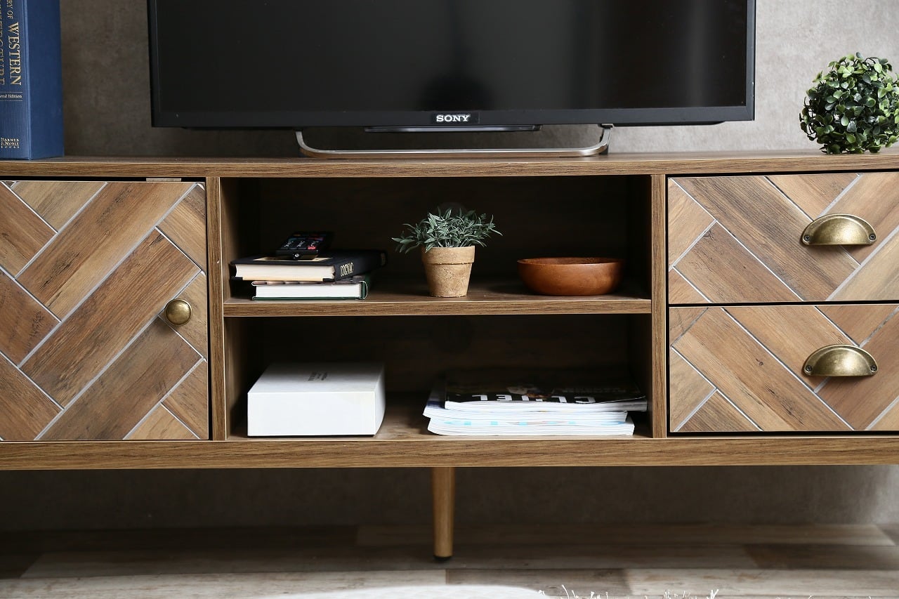 北欧デザイン ヘリンボーンデザインがオシャレなテレビボード