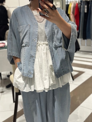 【ayane'26 summer collection】テンセルデニムノーカラーシャツ