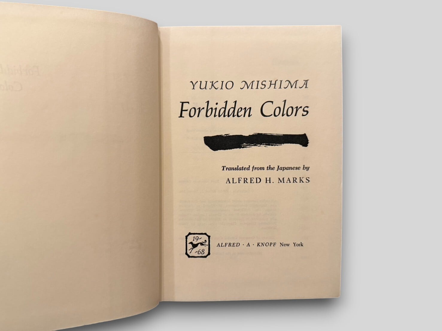 SJ593】【FIRST U.S EDITION】Forbidden Colors(1968) / Yukio Mishima