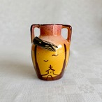 ミニ壺　フラワーベース　蝉夕景手描き　アフリカンテイスト　昆虫 19otj12