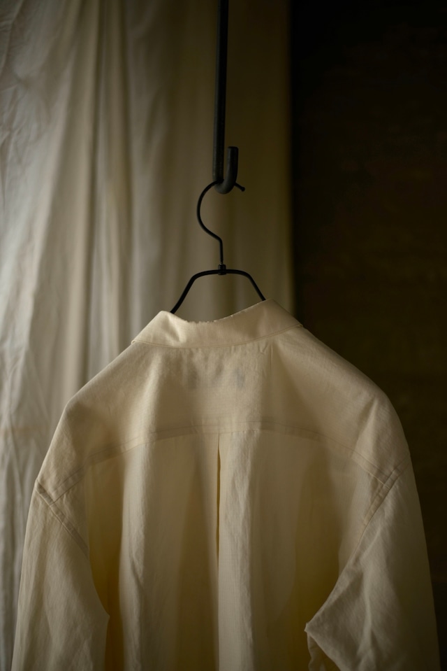 ensou. / silk linen rip stop ribbon shirt(écru)