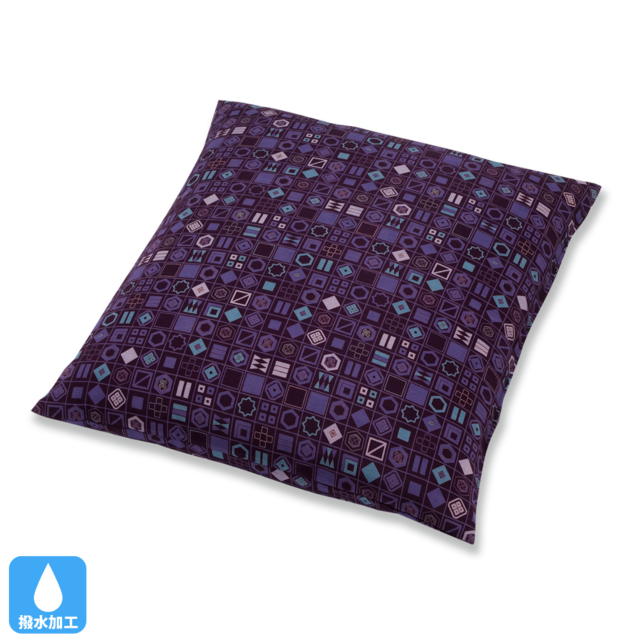 紬　座布団（カバーのみ）　枡結び　VV（紫）50×50