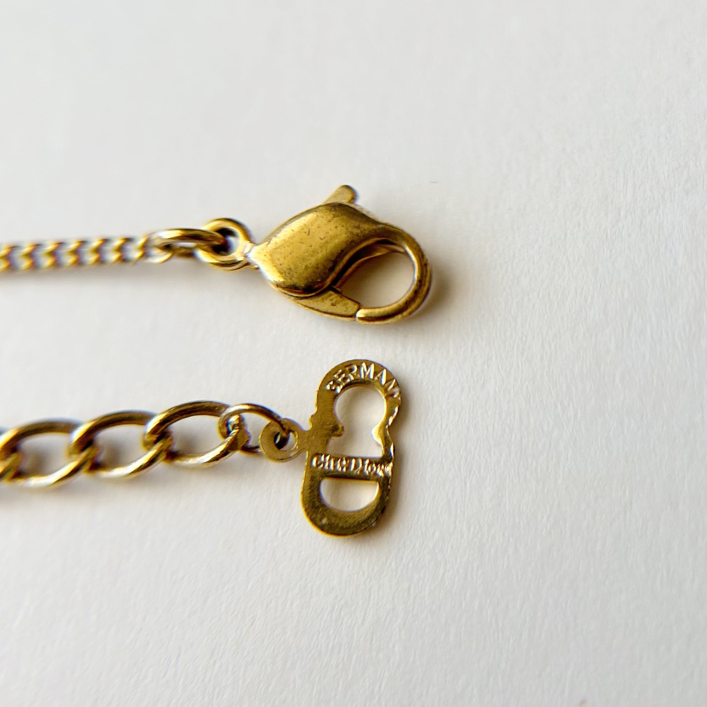 N5613】Christian Dior mini logo rhinestone necklace/クリスチャン