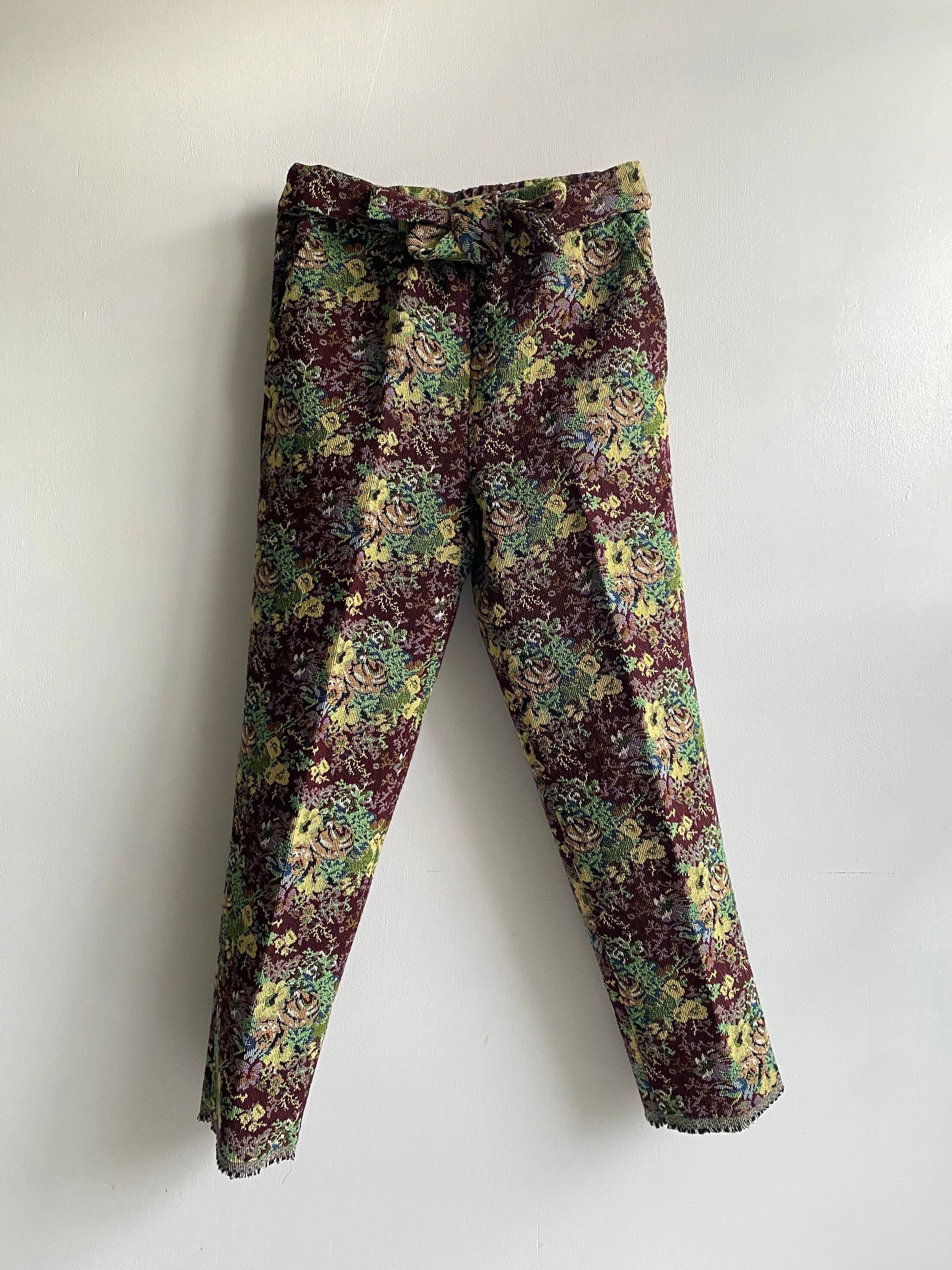High waist ribbon trousers "frower motif jacquard" cotton A .Dupré