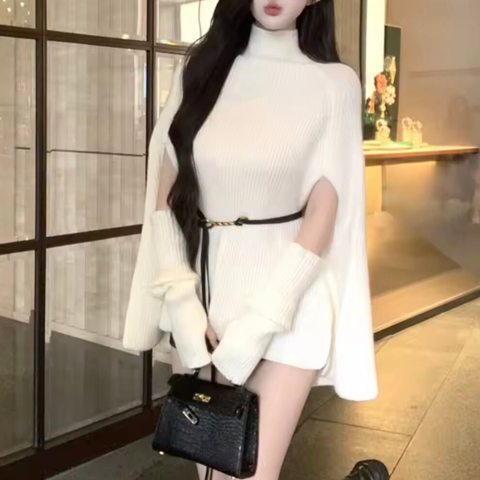 arm warmer rib knit poncho