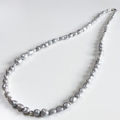 落ち着きあるパール！ グレー淡水パール ロングネックレス ne1103