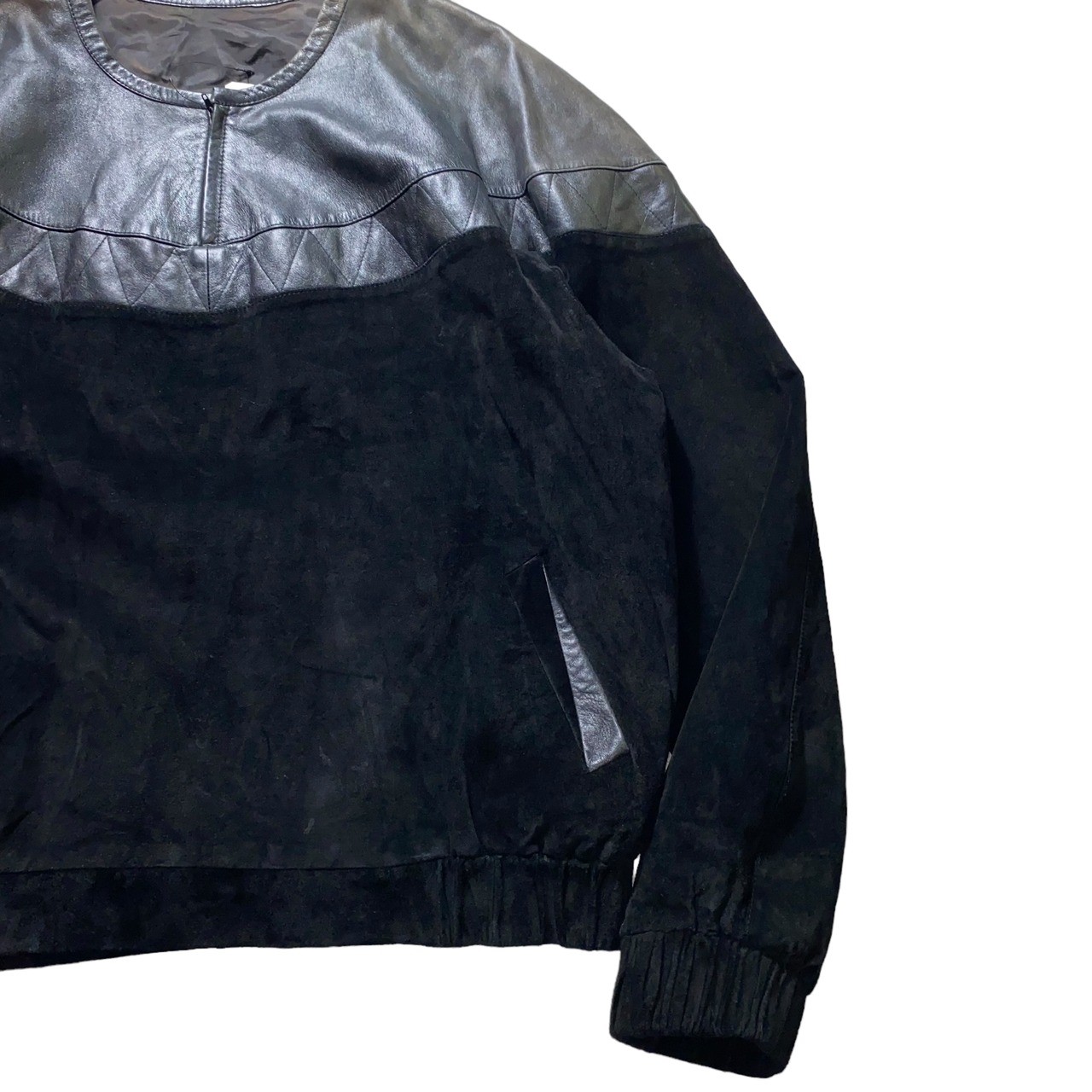 vintage switching leather pullover jacket