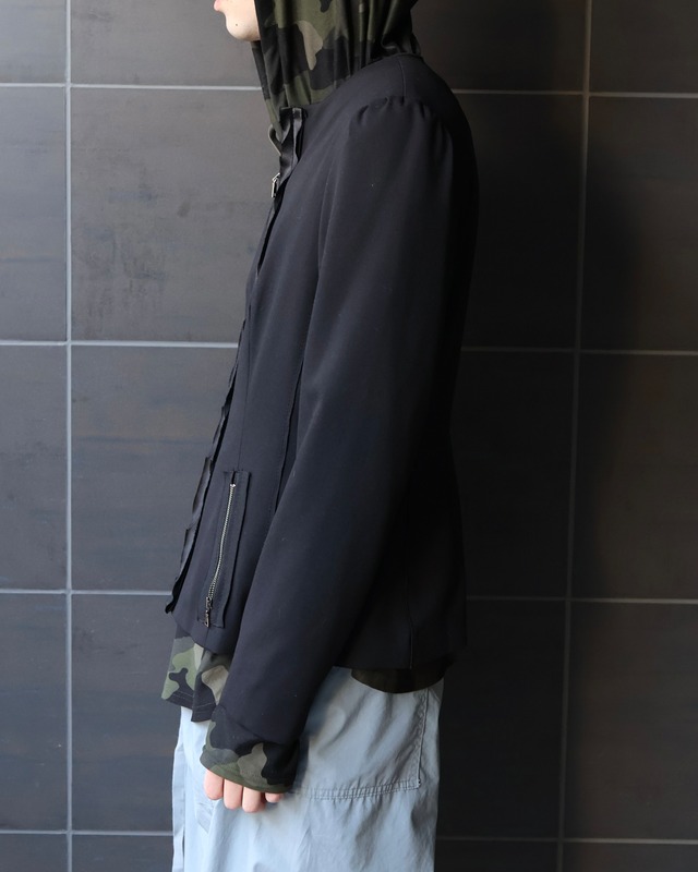 short length No collar zip design blouson