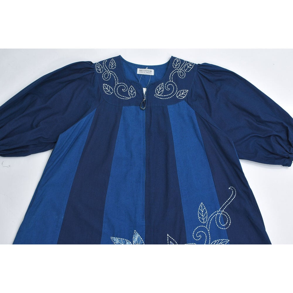 90s Indigo ＆ Sashiko 本藍染め 刺し子 アップリケ パッチワーク 切替