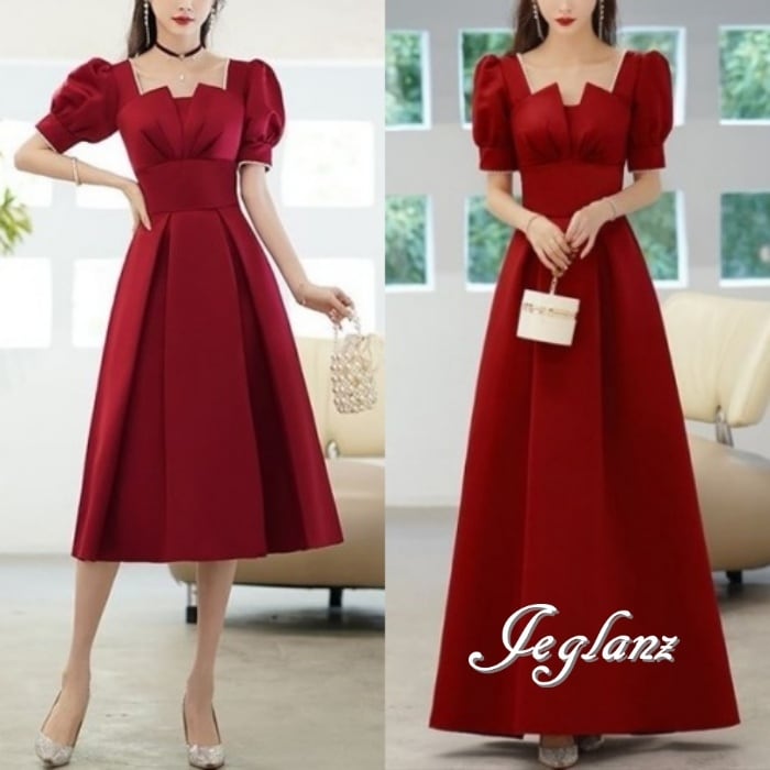 パーティドレス ワンピース パール付き ネック ミディ/マキシ ♪(Z4794)★ ζ