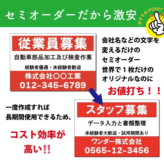 求人募集看板 清掃員募集 スタッフ募集  パート・アルバイト募集中看板  sb00081