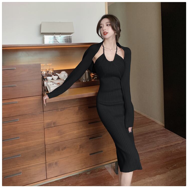 タイトドレス レディース カーディガン ドレス ワンピース ツーピース