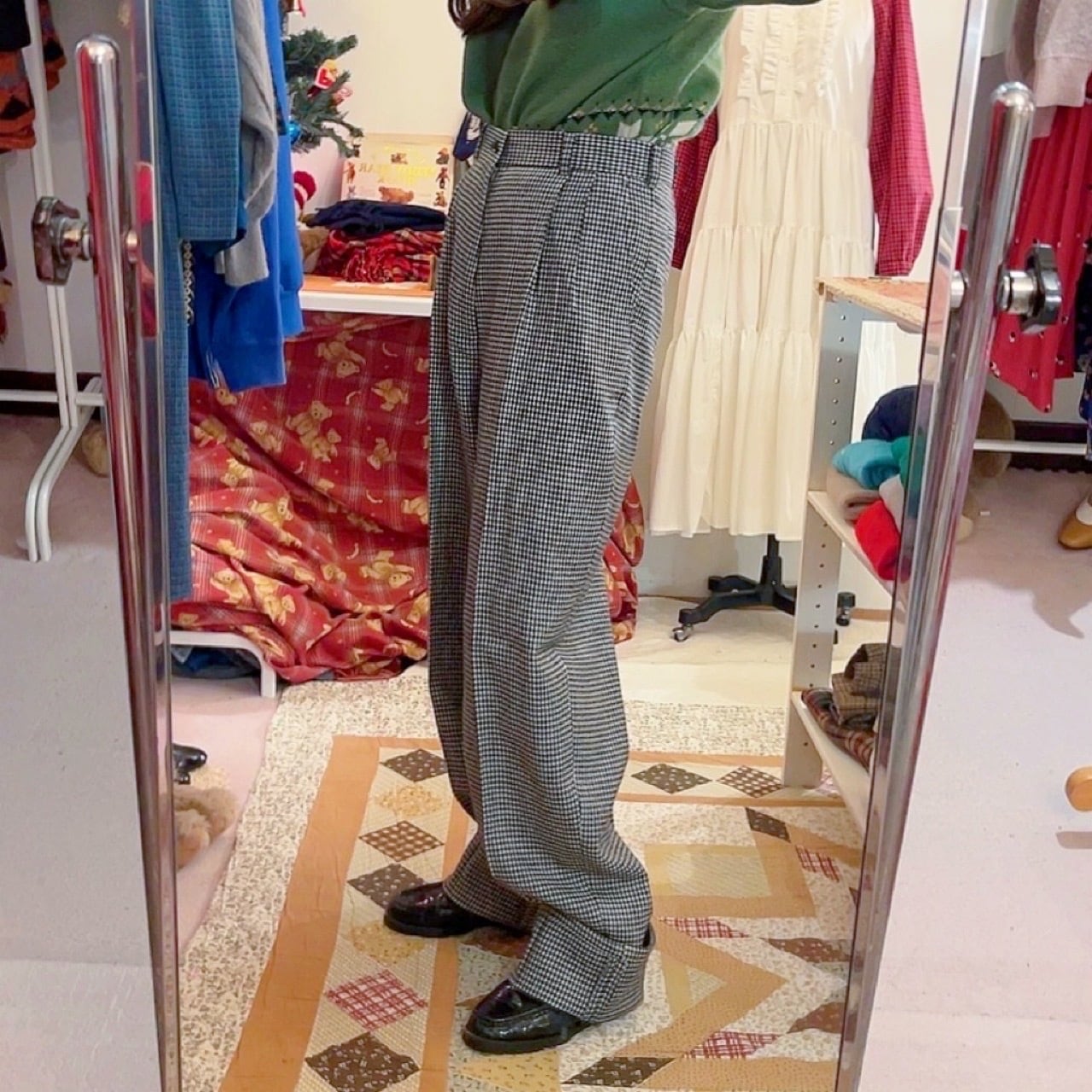 houndstooth center press pants