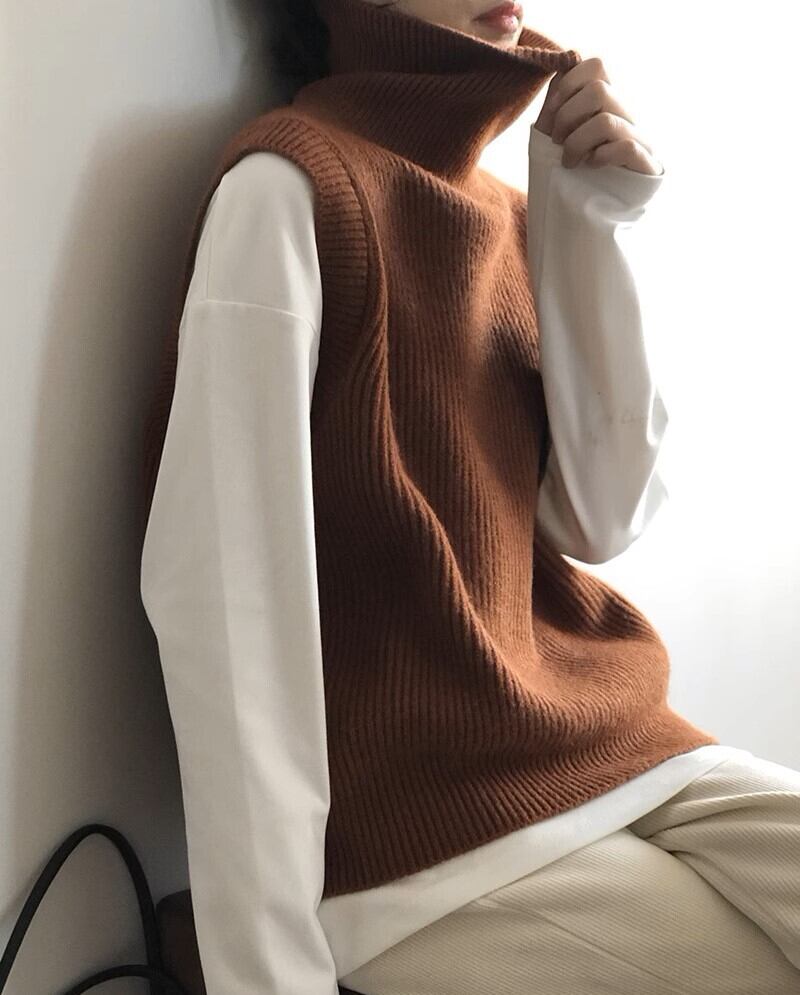 Heve ハイネックニットベスト white（High Neck Knit Vest 1537 