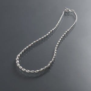 gradation fusiform shape silver beads necklace [HisyC] / Y2506KHN5365