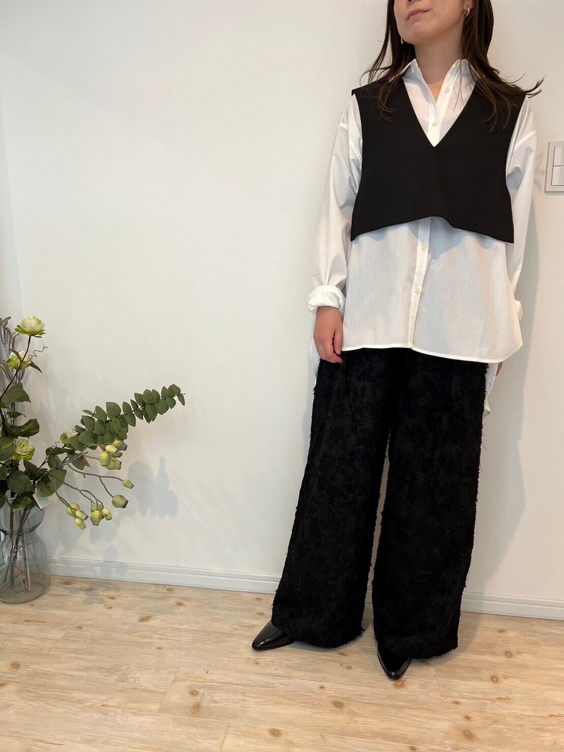 【SELECT】台衿付きワイドシャツ