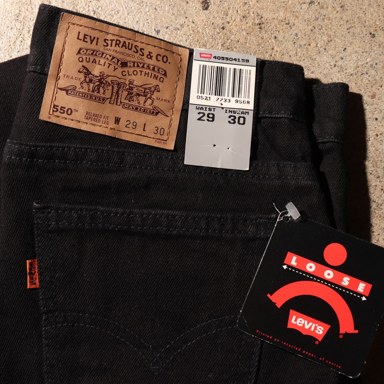 Deadstock 29×30 Levi’s550 USA サルファーブラック デニムパンツ