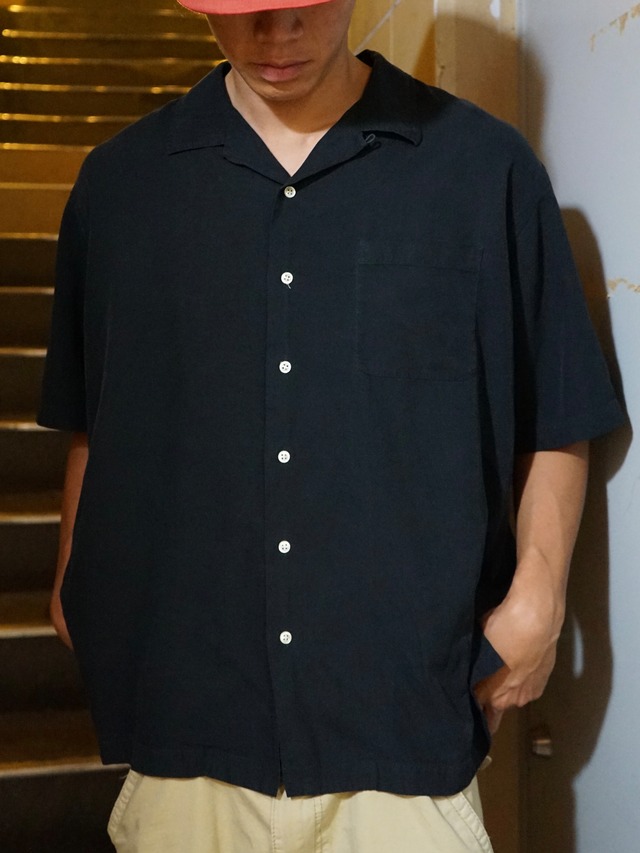 ［CALDWELL］Polo by Ralph Lauren Black Silk Cotton Blend Open Collar Long Sleeve Shirt