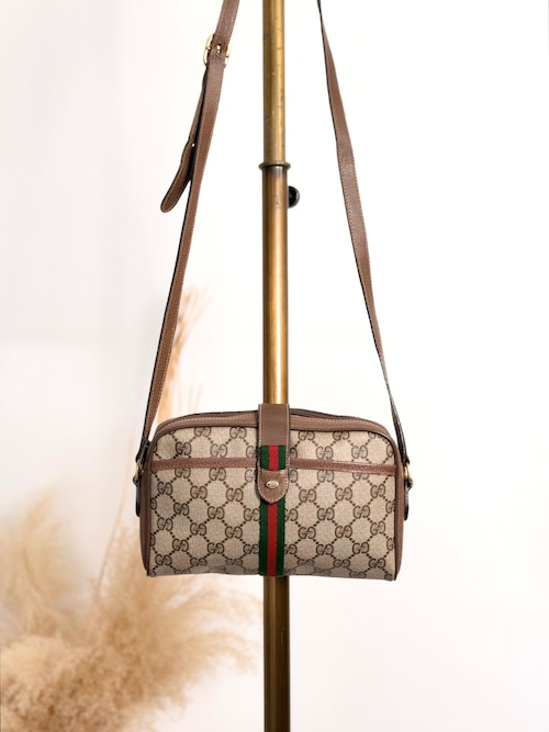 GUCCI グッチ シェリーライン ショルダーバッグ ベージュ PVCレザー vintage ヴィンテージ オールド 2xz5e8