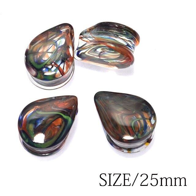 ボディピアス 25mm 29mm マーブル柄 ティアドロップ ガラスピアス