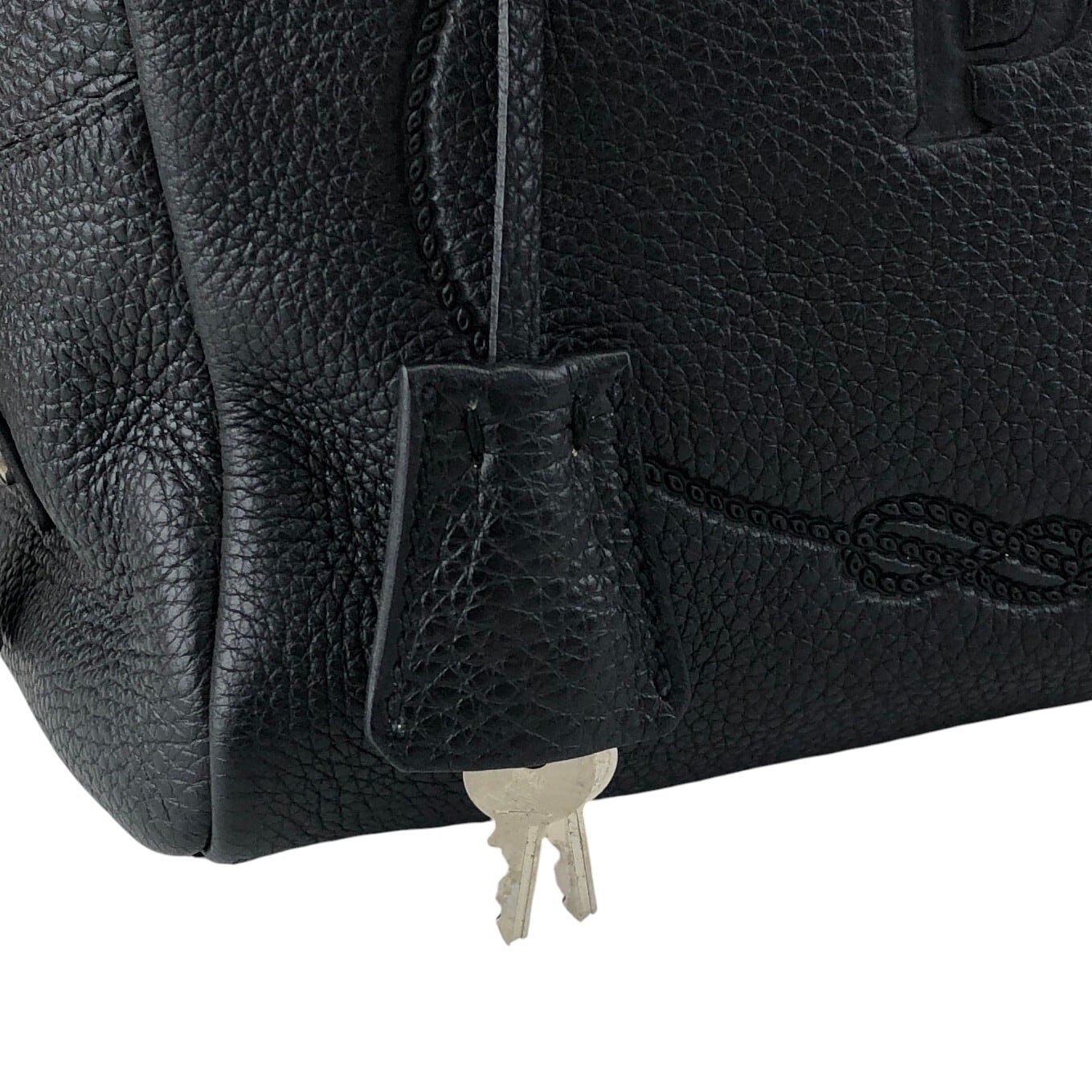 PRADA プラダ ハンドバッグ ブラック ロゴ型押し レザー ミニボストン