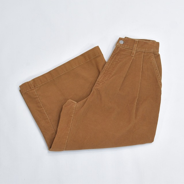 LEVI'S PREMIUM リーバイス プレミアム コーデュロイ ガウチョパンツ クロップド タック入り ワイドシルエット キャメルブラウン USED ヴィンテージ ビンテージ 古着 レディース W64cm