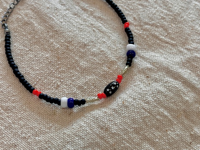 5 オリジナル ハンドメイド ヴィンテージビーズブレスレット｜ブラック系｜フリーサイズ｜デッドストック ヴィンテージビーズ 新品未使用