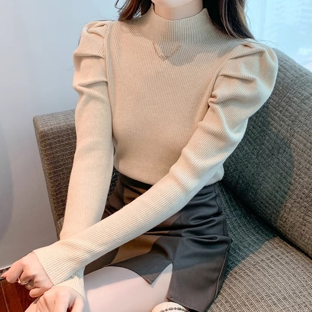 Half Turtleneck Long Sleeve Knit Pullover(3color) V1674