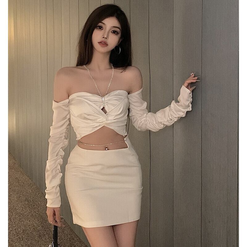 チェーン ホルターショートジャケット スカート オータム ストリート 秋物 ガールズファッション96020495819