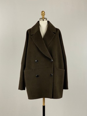 ダブルフェイスピーコート｜ブラウン｜YENN