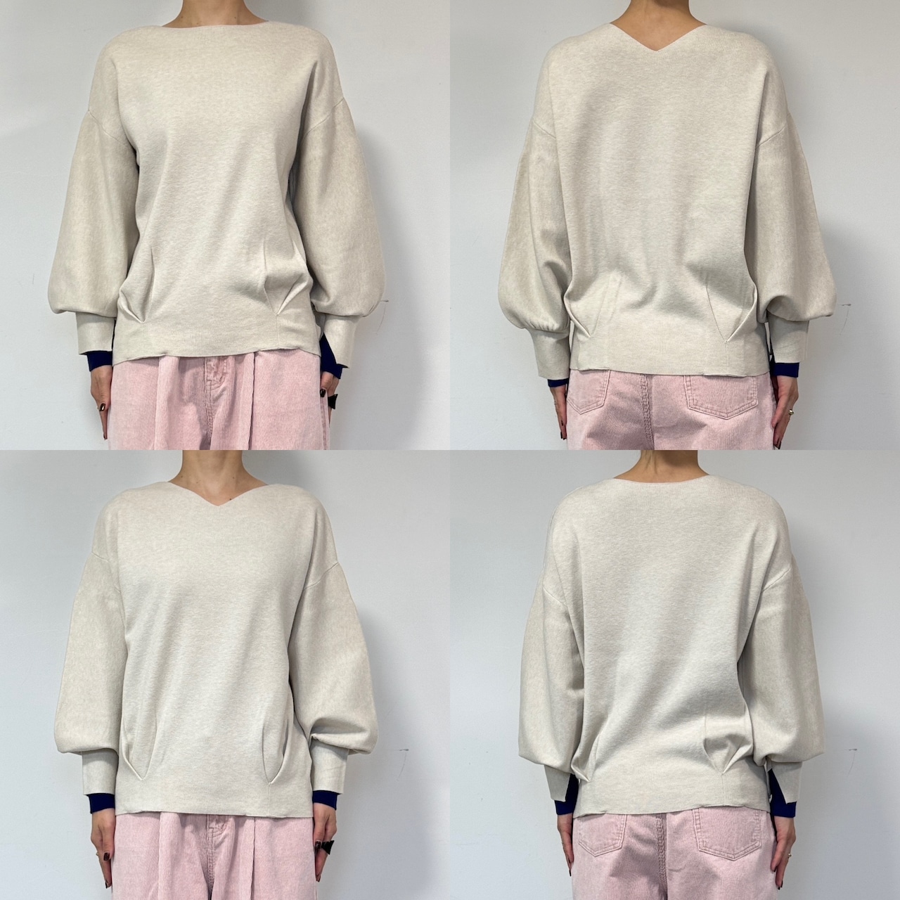 やわもち2wayバイカラーカフknit/エクリュ