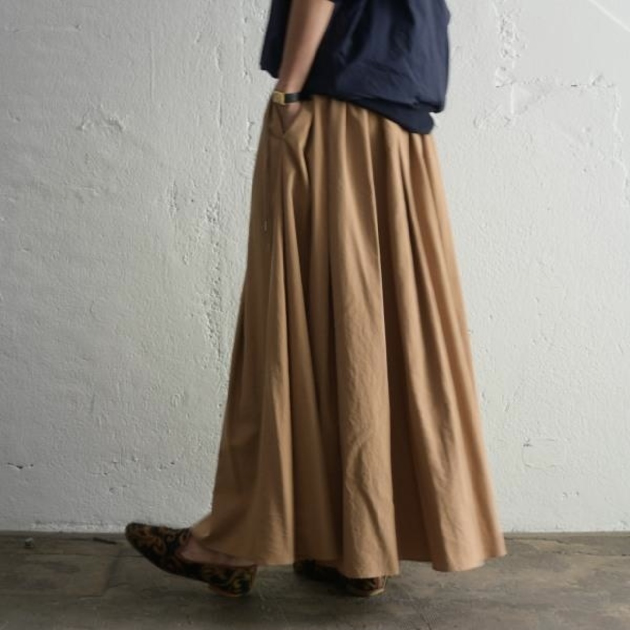 SIWALY nylon gather long skirt