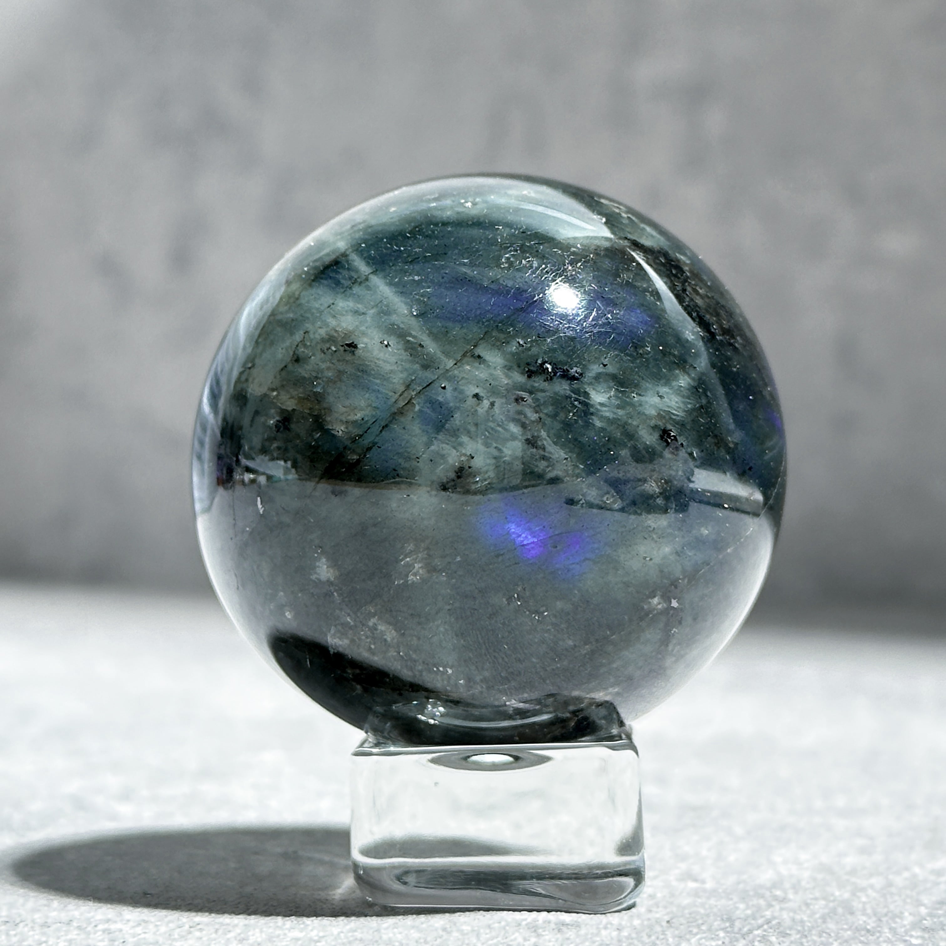 天然石　スフィア　ラブラドライト サンストーン共生 ラブラドライト スフィア 62◇ Labradorite ◇天然石・鉱物