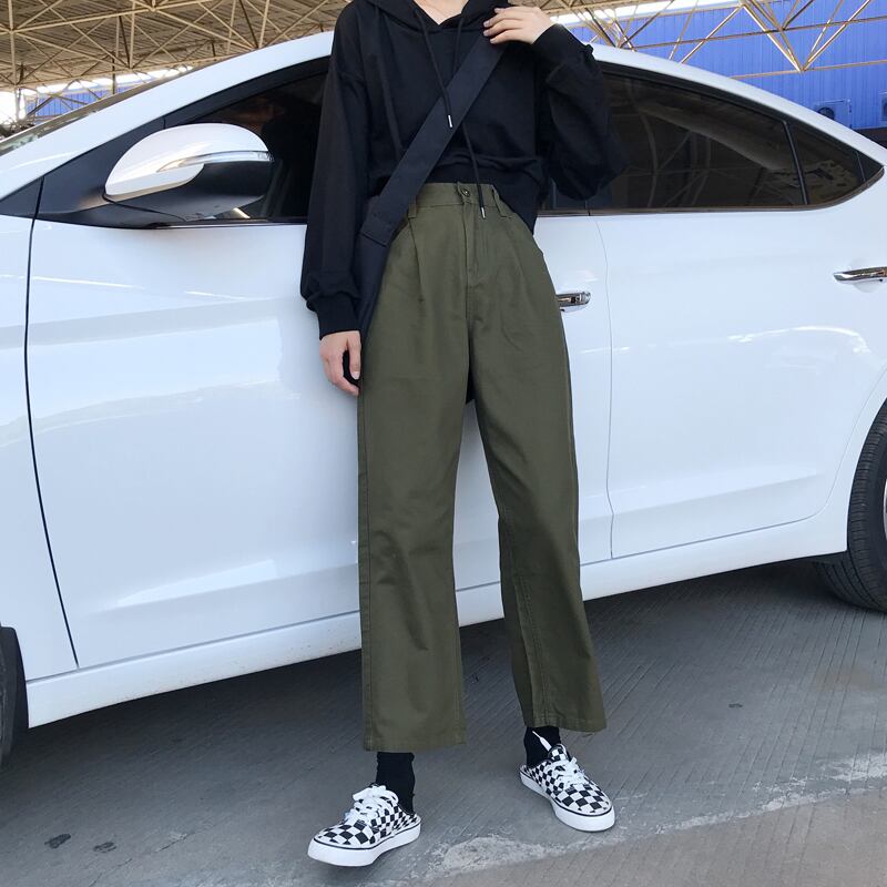 グリーンオーバーオール カジュアルパンツ レディースルーズストレッチハイウェストウェスト エラスティック 伸縮 YY-ファッション15486170581