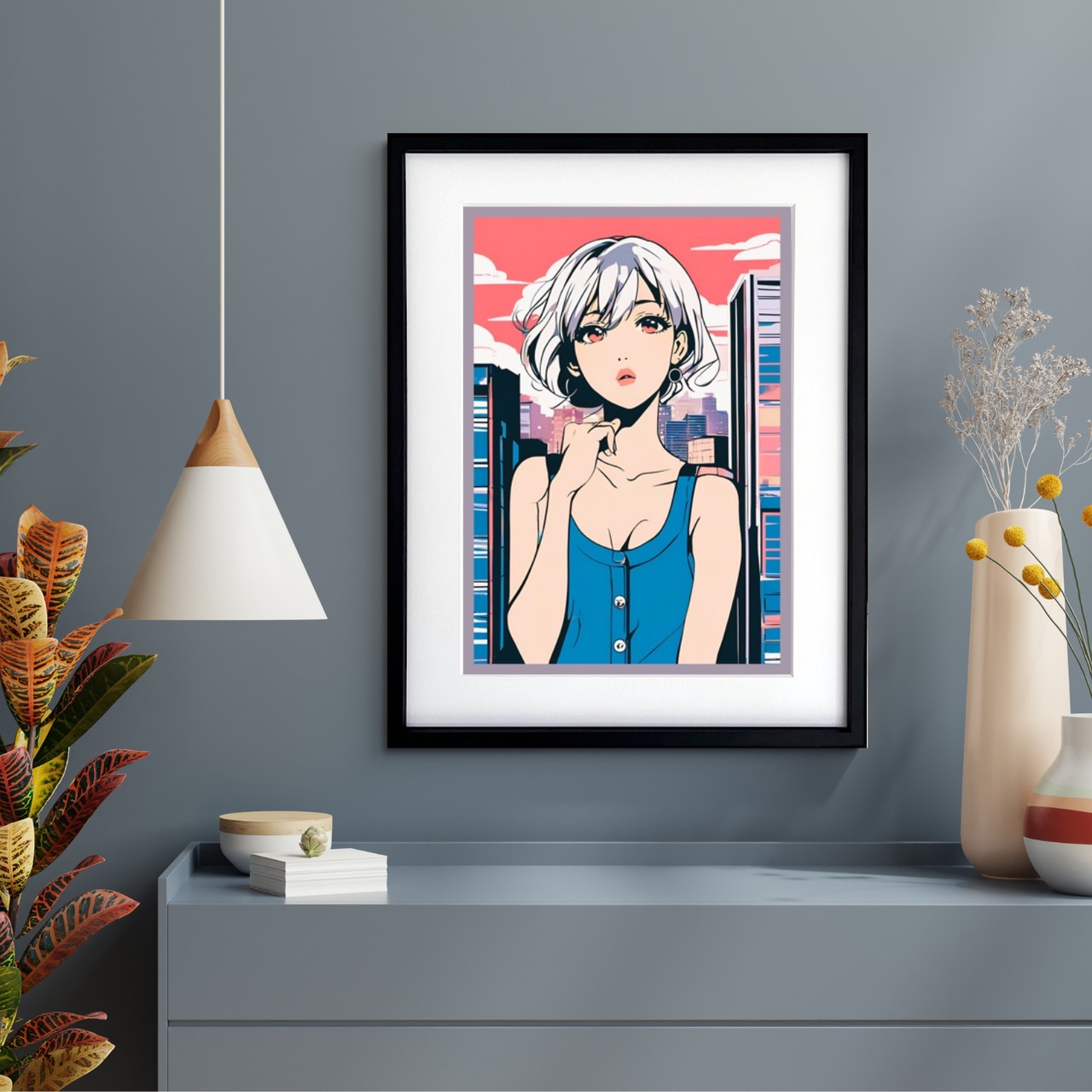 Bob Girl ⅳ｜レトロで可愛い女の子を描いたファンシーアートポスター｜おしゃれ部屋をつくる人気デザイン｜ギフトにも最適｜日本製A3ポスター