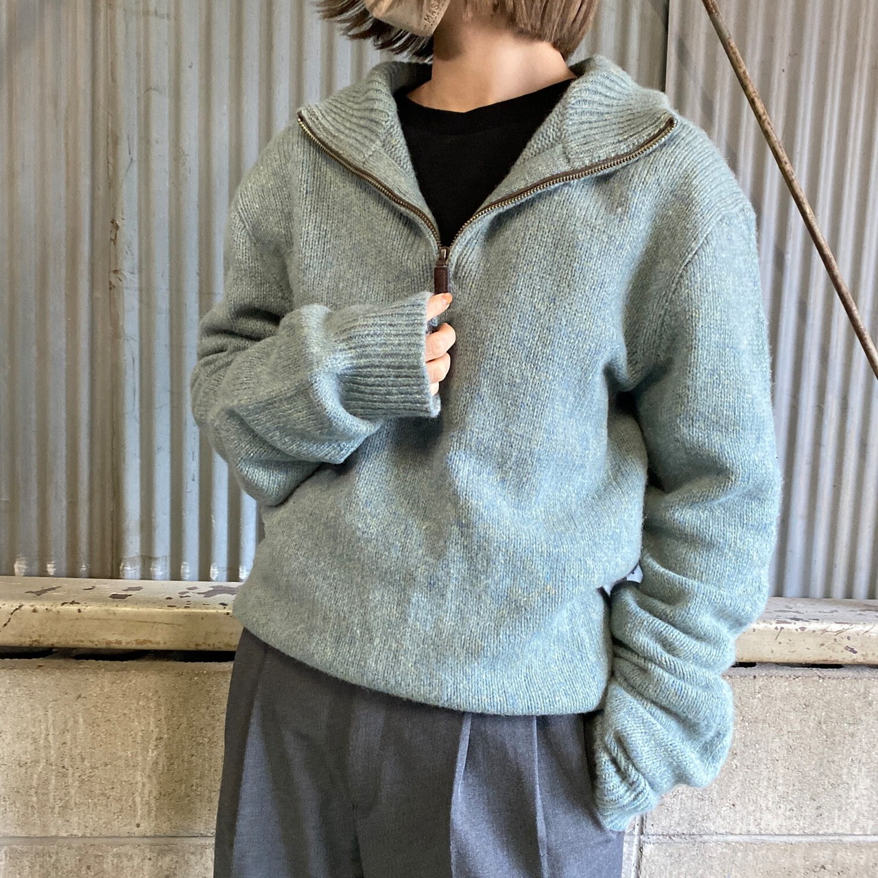 ポロバイラルフローレン ハーフジップ アンゴラ混 ウールニット 