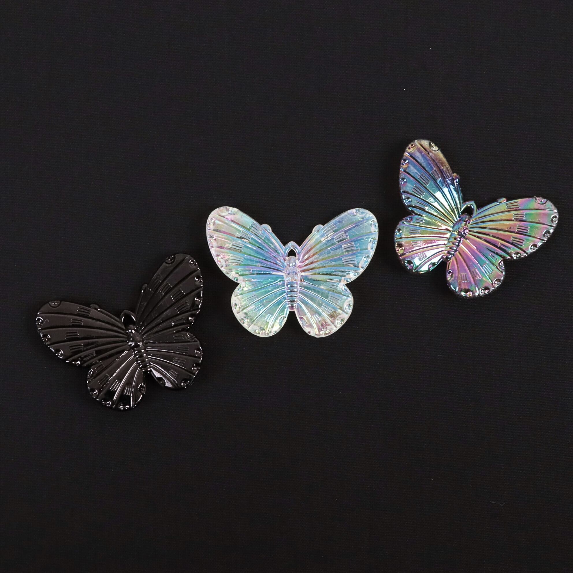 蝶 パーツ ブラック オーロラ 樹脂 プラスチック 02000206 チャーム