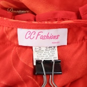 フラダンス 衣装 ワンピース ドレス レッド系 CC Fashions ハワイ製 プルメリア柄 モンステラ柄 ハワイアンプリント アロハ フラ ダンス レッスン 練習 フリル 五分袖 ワンカラー かわいい おしゃれ 上品 華やか 鮮やか ハワイ 服飾 レディース かわいいドレス エレガント